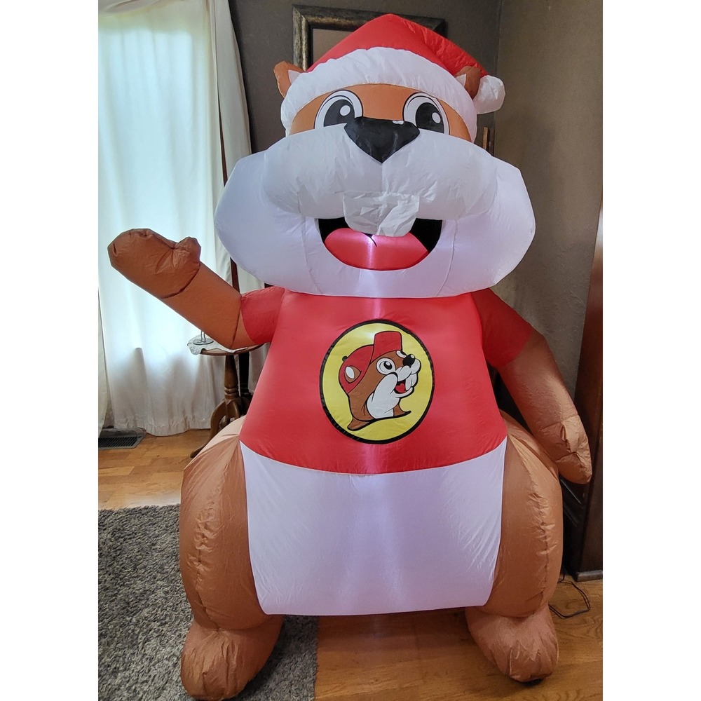 Buc-ee's Christmas Inflatable 6ft Red Santa Hat Beaver Waving Logo